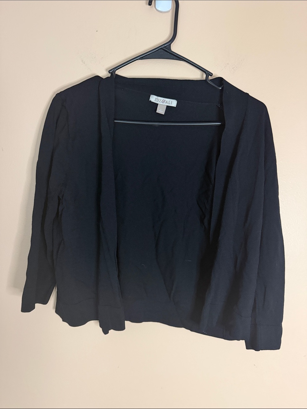 Roz & Ali Black Open-Front Cardigan